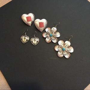 3 pairs of pierced earrings